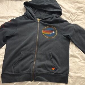 Aviator Nation Venice CA Zip Up Hoodie (Charcoal Grey)